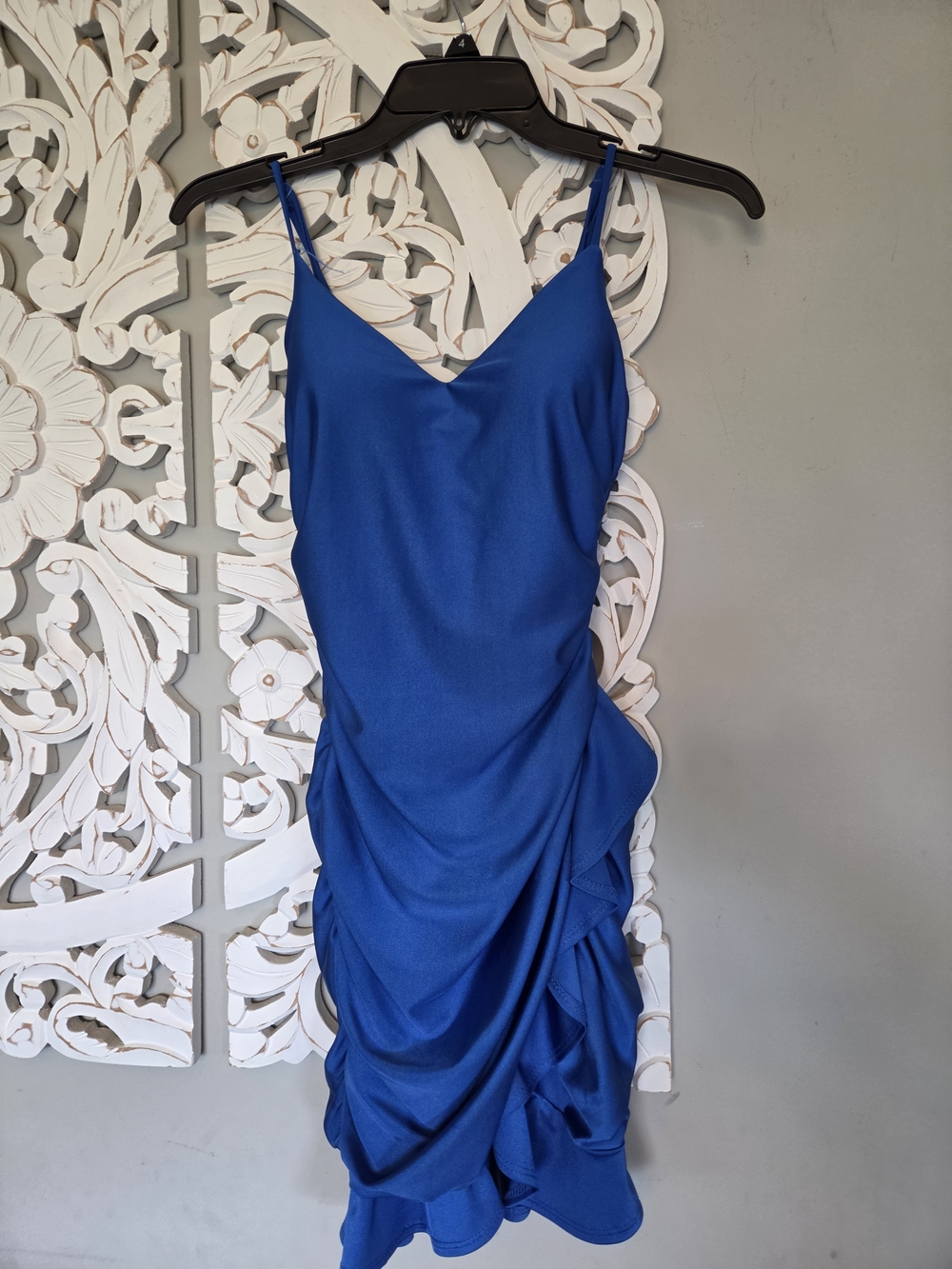 B Darlin Royal Blue Spaghetti Strap Ruched Mini Dress